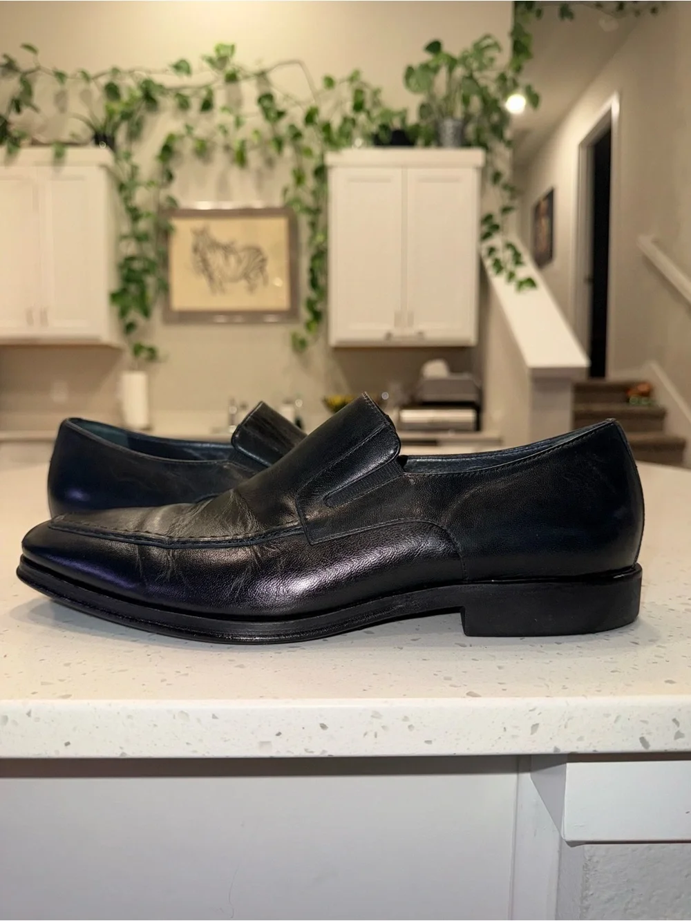 Bruno Magli Black Leather Slip-On Loafers